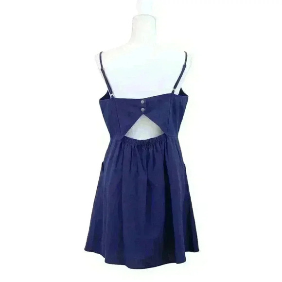 Market & Spruce Truly Poppy Navy Linen Crissie Mini Dress Fit & Flare Size Large - Picture 2 of 9